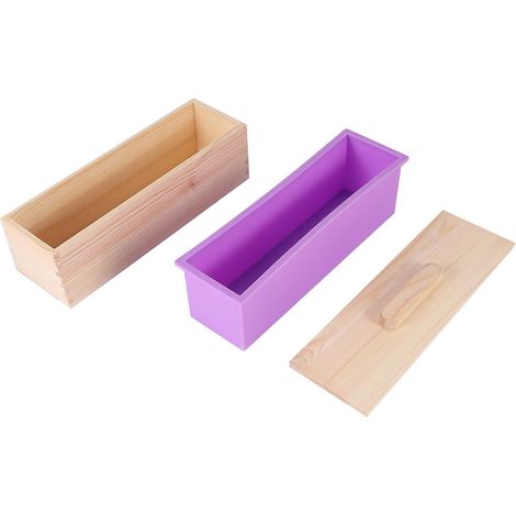 Moule à savon rectangulaire en bois avec revêtement en silicone, outil de moulage pour savon en pain, moule à bougie DIY 120 (1/5)