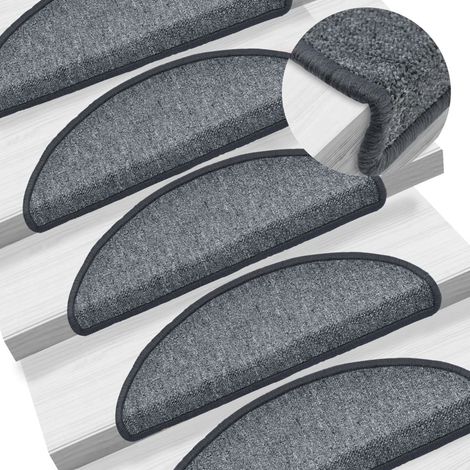 Peldaños de escalera de 15 piezas gris oscuro 65 x 24 x 4 cm DEC023553