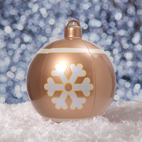 Große Weihnachtskugel für den Außenbereich, riesige PVC-Weihnachtsdekorationen, Urlaubsgarten – Champagner-Schneeflocken (1/3)