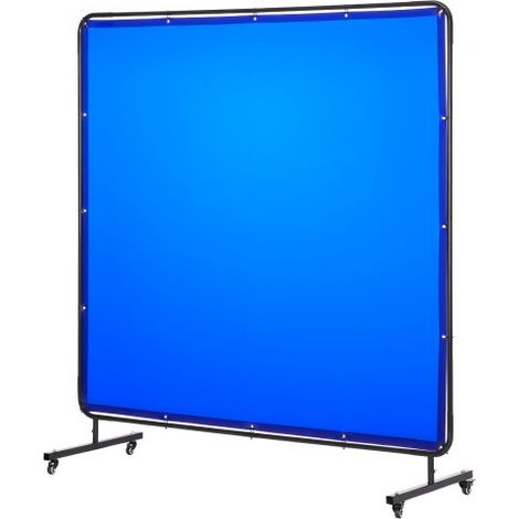 Schweißvorhang, 1740x1740 mm Schweißschutzwand, flammhemmende Vinyl-Schweißschutzwand mit feststellbaren Schwenkrädern und 6-stufigem UV-Schutz für Werkstatt-/Industrieeinsatz, Blau (1/5)