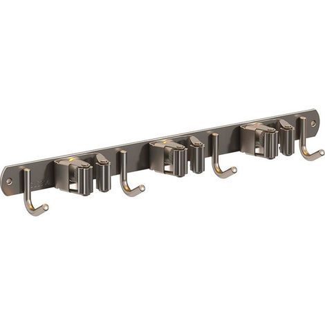 (3 Slots and 4 Hooks) Wall Mounted Broom Holder - Stainless Steel Broom Hanger, Storage Hanger Holder for Kitchen, Garage, Laundry Room (1/4)