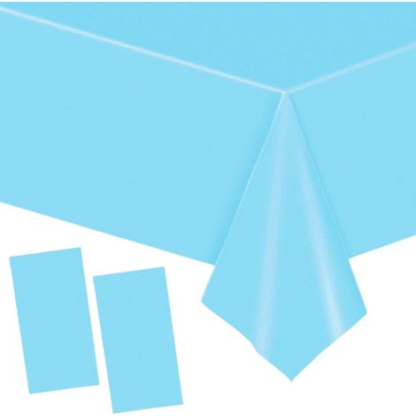 Lot de 2 nappes jetables bleu bébé 137x274cm imperméables pour fêtes