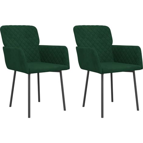 Lot de 2 Chaises à manger,Chaise de cuisine Vert foncé Velours CFW57239 (1/5)