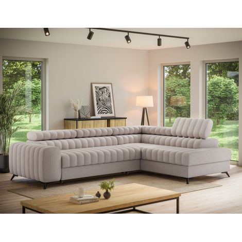 Ecksofa mit Schlaffunktion Sofa GRADO Stoff Rebel Beige Ottomane Rechts (1/5)