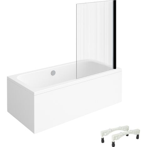 Bañera recta VILLEROY & BOCH Architectura con patas acrílica 180 x 80 cm + Mampara de bañera derecha AURYS Raywall cromada