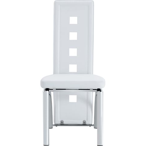 Conjunto de comedor 1 mesa y 4 sillas mesa redonda de vidrio templado 88 cm blanco (1/5)