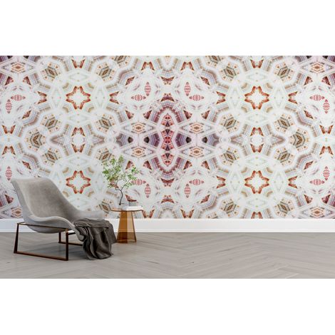 Papier peint boho - motifs mandalas complexes pastel - 400 x 260 cm (1/2)