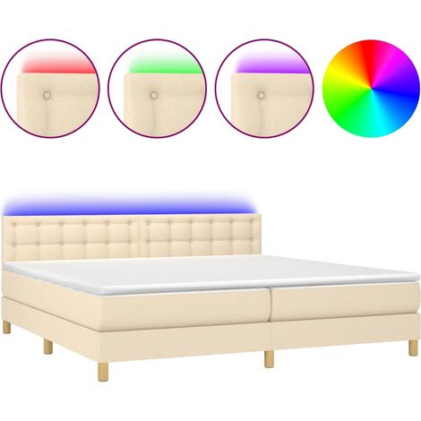 Maison Exclusive - Letto a Molle Materasso e LED bianco 200x200cm in Tessuto (1/5)