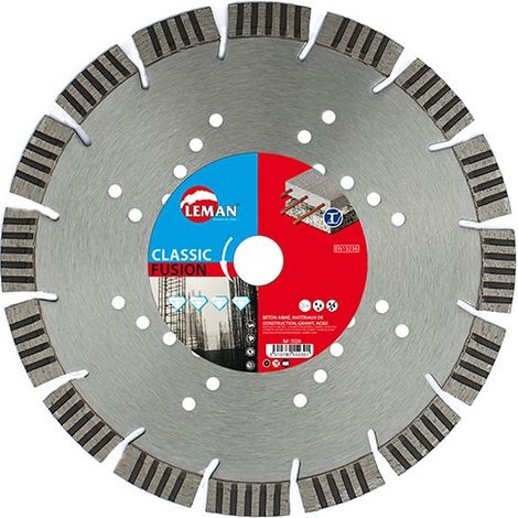 Disco diamantato a segmenti - D. 230 x Al. 22,23 x Ht. 10 x ép. 2,5 mm - Calcestruzzo armato, acciaio - LEMAN - 55230
