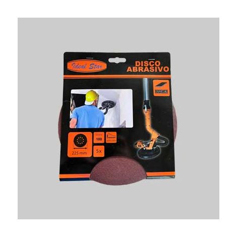 DISCO ABRASIVO VELCRATO PER LEVIGATRICE IDEAL STAR Ø 225 Grana 80 - Conf. 5 pezzi - IDEAL STAR