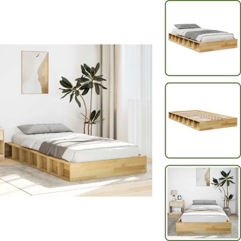 Cadre de lit sans matelas 75x190 cm bois massif de chêne - Cadre De Lit - Cadres De Lit - Meuble De Chambre À Coucher - Lit (1/5)
