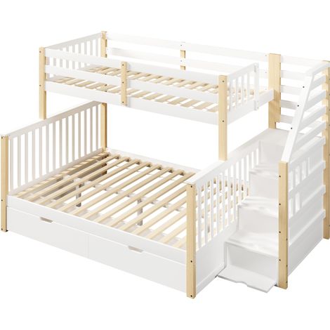 Litera infantil 90x200 arriba 140x200 con cajones pino blanco natural MODENUIT (1/5)