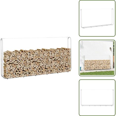 The Living Store Kaminholzregal 300x25x150 cm Stahl verzinkt - Feuerholzregal (1/5)