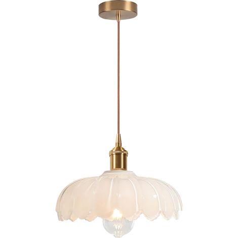 Plafonnier D'Intérieur Vintage Suspension Luminaire En Verre Lustre Rétro Suspension Moderne Pour Salon, Chambre, Couloir Blanc
