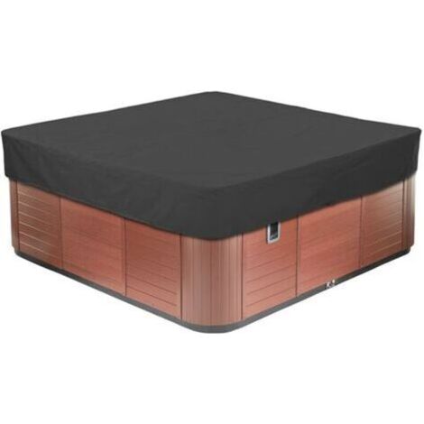 NALOOKAMIC Housse pour Bain à Remous Carrée de Jardin, Bache de Protection pour Piscine en Tissu Oxford 210D Étanche À La Poussière Anti-UV Plusieurs Tailles Au Choix,Noir,231x231x30cm (1/3)