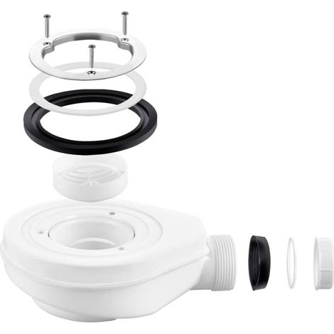 Kit desagüe para plato de ducha, desagüe de ducha con sifón, con filtro de pelo, kit orificio desagüe plato de ducha, blanco (1/5)