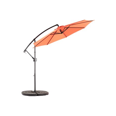 Parasol déporté 3 m inclinable à manivelle vert clair (1/4)