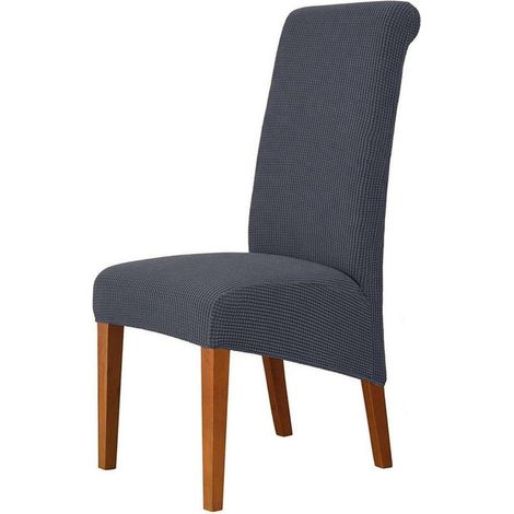 Housses de chaise extensibles XL pour salle à manger, lot de 4, lavables, gris (1/5)