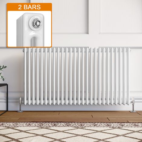 ELEGANT Horizontal Column Radiator White Radiator Cast Iron Radiator Column Radiator Rads with Valves 600 x 1164 mm