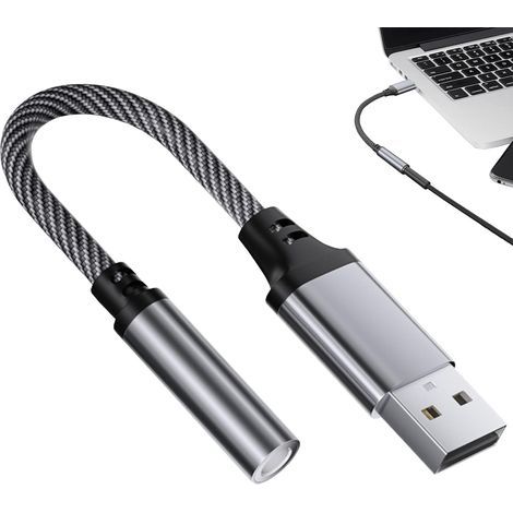 1 adattatore audio, da jack a USB, adattatore AUX USB, adattatore da USB-SB Jack a 3,5 mm, compatibile con dispositivi come computer, altoparlanti e cuffie (1/5)