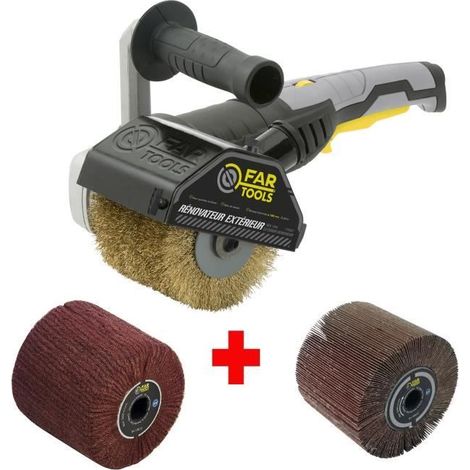 FARTOOLS Pack 615125 : Renovateur REX120C + brosse a lamelles et brosse fibre synthetique - Special bois+metal - Surfaces planes (1/5)