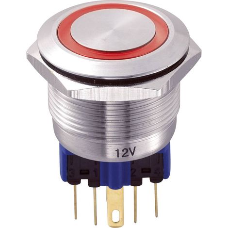 TRU COMPONENTS 701776 GQ22-11E/R/12V Pulsante antivandalo 250 V/AC 5 A 1 x On / (On) Momentaneo Rosso IP65 1 pz. (1/3)