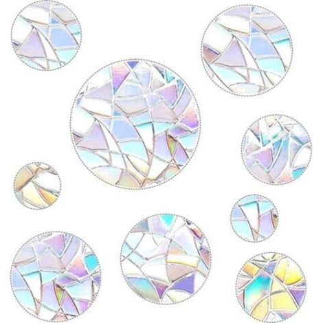 Lot de 52 autocollants pour fenêtre Prism - Anti-collision - Protection contre les oiseaux - Arc-en-ciel - En forme de cercle - Attrape-soleil - Décoration pour arrêter les oiseaux - Fenêtre de porte (1/4)
