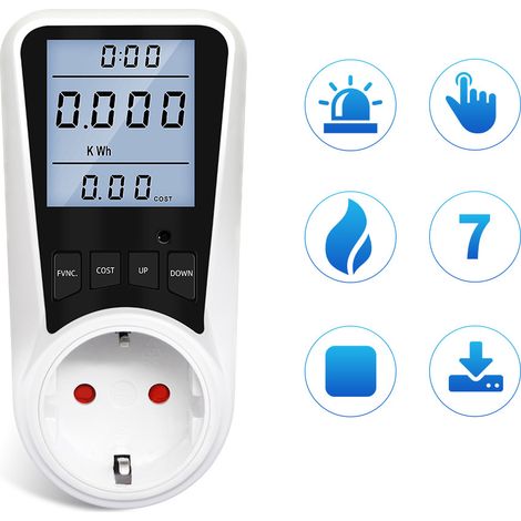 Stromzähler-Steckdose, Energieverbrauchsüberwachung, hintergrundbeleuchtetes LCD-Display, Stromzähler-Steckdose zur Energieeinsparung (1/5)