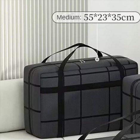 Sac de Rangement - 40 L - Pour Couettes et Vêtements - Anti-Poussière - Pliable - Gris et Noir - Lot de 3 (1/5)