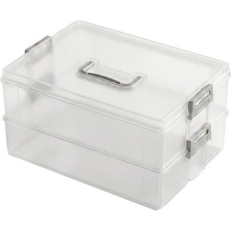 Caja de almacenamiento de plástico,34 x 24 x 15 cm,2.º nivel,Caja de almacenamiento para cuentas,caja de almacenamiento,caja clasificadora (1/5)