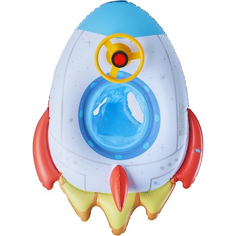1 Bouée enfant, forme fusée, volant sonore, siège sécurité, PVC souple, piscine plage parc aquatique (1/5)