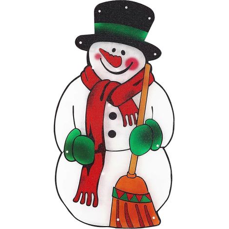 AURA Weihnachtsbaum-Fensterlampe / Weihnachtsdekoration für den Innenbereich / batteriebetrieben / 45 cm x 24 cm, (Schneemann) (1/5)