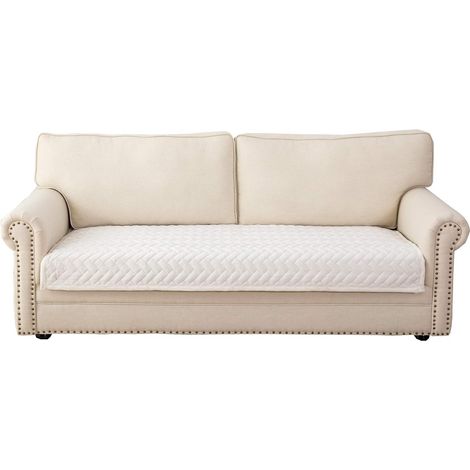 Housse de Canapé,Housse Canapé 3 Places avec Accoudoirs,Couverture Canapé d'angle en L Antidérapant en Velours Lavable pour Chien Chat Enfant,Blanc 110x210 cm (Seulement 1 Pièce) (1/5)