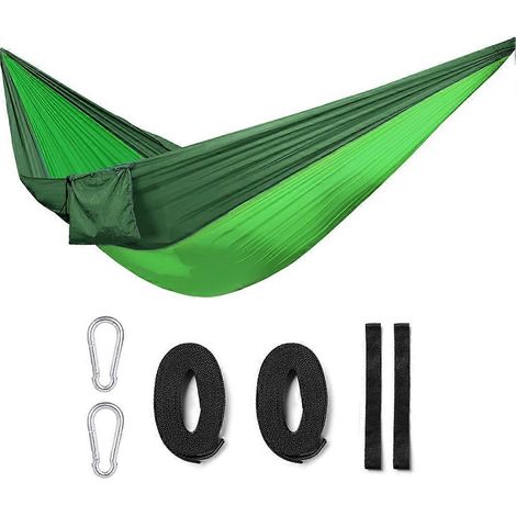 Hamac de camping extérieur pour deux personnes, hamac parachute avec sac à dos et cordes de suspension, idéal pour le camping, la randonnée, les voyages, la plage et le jardin.