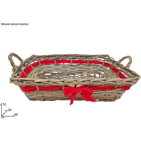 Cesta Regalo Decorativa Grigia con Fiocco Rosso 45 x 34 cm (1/2)