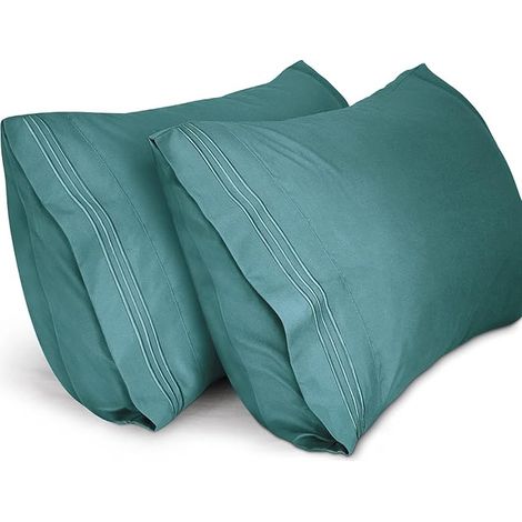 Lot de 2 taies d'oreiller, taies d'oreiller douces de haute qualité, lavables en machine, infroissables, respirantes (vertes, 50 cm x 66 cm) (1/4)