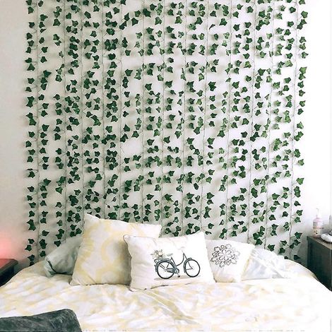 12 paquets de 25,6 mètres de lierre artificiel, couronne de lierre artificiel, guirlande de plantes vertes, plantes grimpantes artificielles suspendues, idéales pour la décoration murale d'une chambre (1/5)