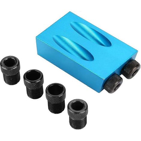 Gabarit de perçage oblique pour 15 trous, guide de travail du bois, positionneur de trous 6/8/10 mm, bleu (1/4)