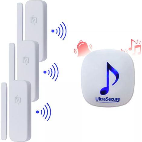 Pack alerte d'ouverture sans-fil 300m - 3 Détecteurs autonomes + 1 Carillon 35 mélodies volume réglable (DA600+) (1/5)