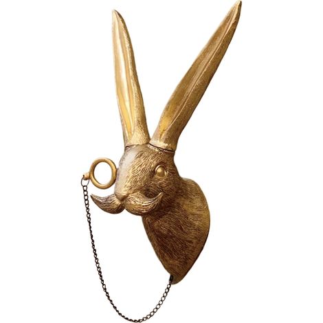 Décoration murale en forme de têtes d'animaux, support en forme de tête de cerf, décoration murale en résine à suspendre pour salon, chambre à coucher, cuisine, cadeau, lapin (1/5)