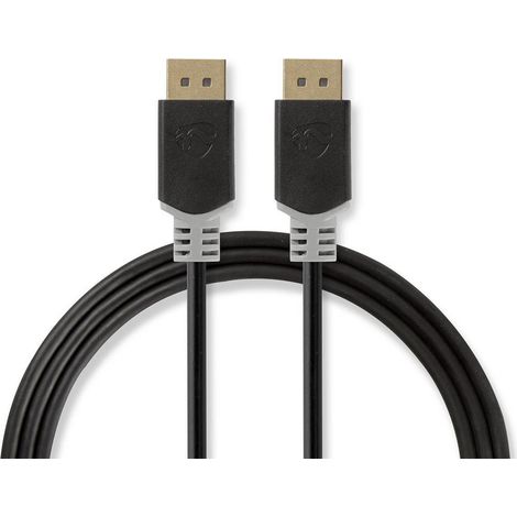 Cable displayport displayport macho displayport macho 4k60hz chapado en oro 200 metros redondo pvc antracita gris caja