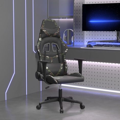 vidaXL Silla gaming cuero sintético negro y camuflaje (1/5)