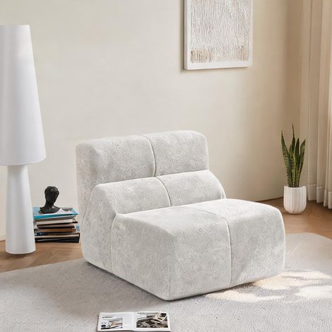 Fauteuil 1 place en velours blanc en tissu 42,9 x 36,6 x 31,1 cm (1/5)