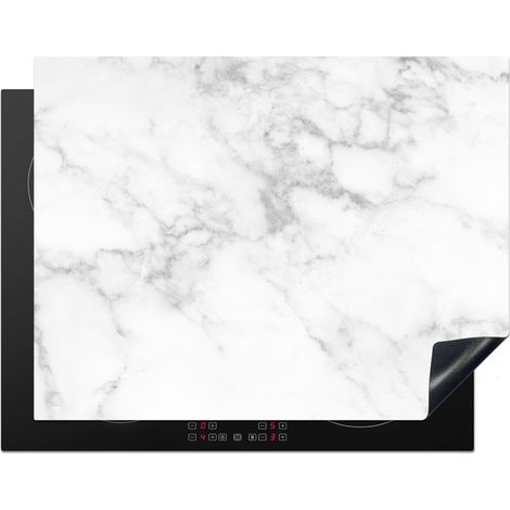 Induction Hob Protector Marble - Gray - White - Marble texture 77x59 cm