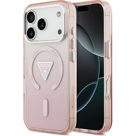 Custodia Guess IML con logo triangolare sfumato e MagSafe per iPhone 17 Pro, colore rosa. (1/5)