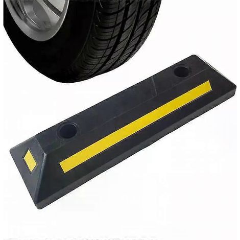 Butées de voiture pour garage, bordures de stationnement robustes en caoutchouc avec bande réfléchissante jaune, butées de roue pour allée et garage (1/4)