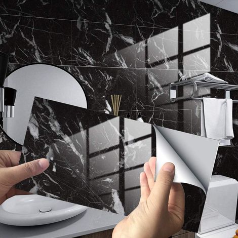 16 Pièces Autocollant Carrelage, Motif Marbre 3D, Imperméable, Pour Cuisine Et Salle De Bain