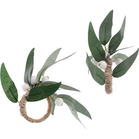 (Lot de 4) Ronds de serviette en corde de lin pour dîner aux chandelles en extérieur (hôtel) - 6723 Vert (1/2)