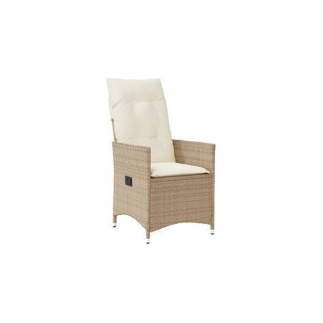 Chaise inclinable de jardin avec coussins beige résine tressée (1/5)
