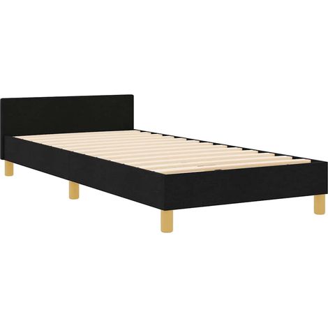 Bed Frame with Headboard Black 90 x 200 cm Fabric vidaXL (1/5)